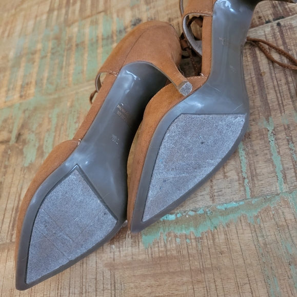 Marc Fisher Tan Pointed Lace Up Suede Heel - Picture 4 of 4